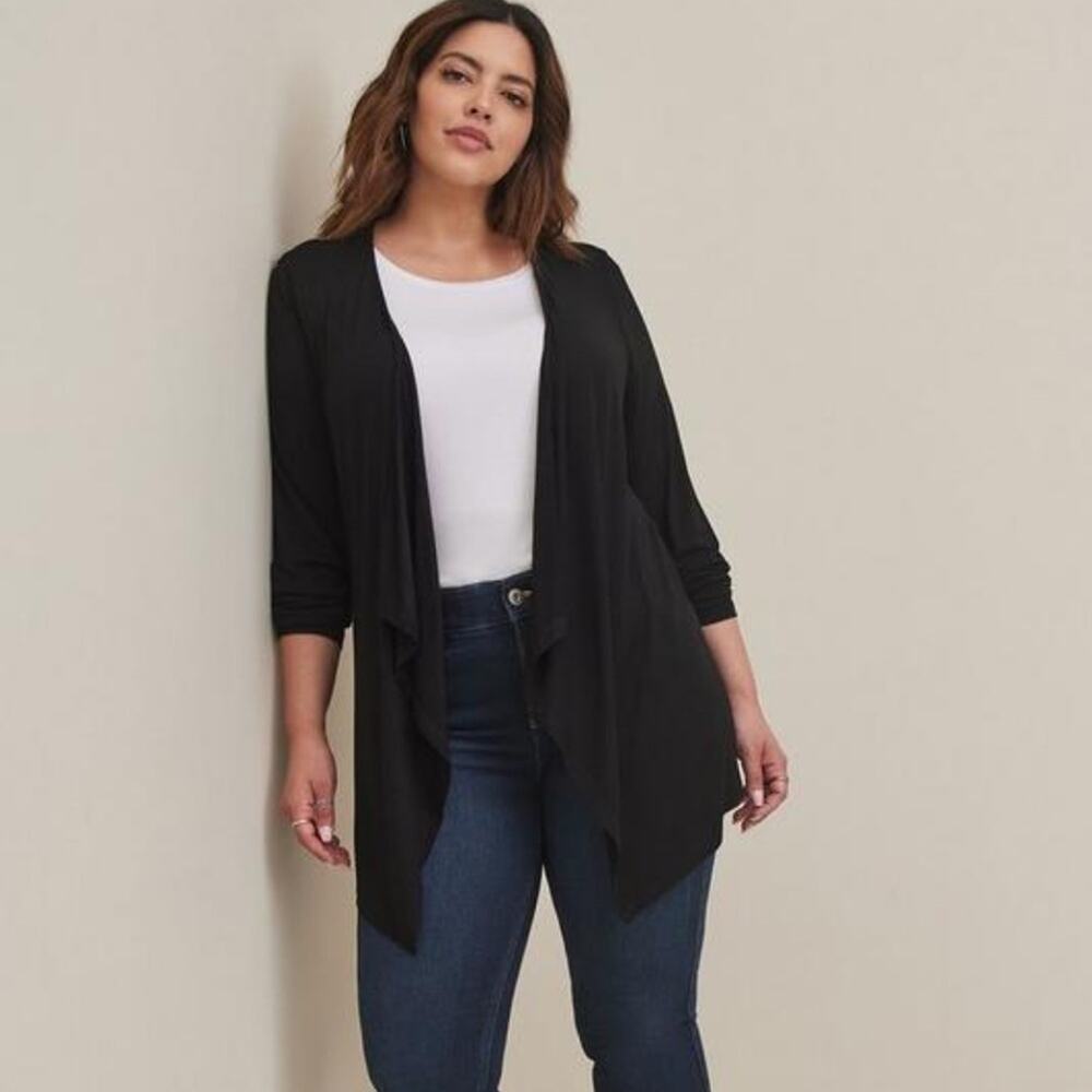 torrid Black Open-Front Draped Women's Blazer Jacket